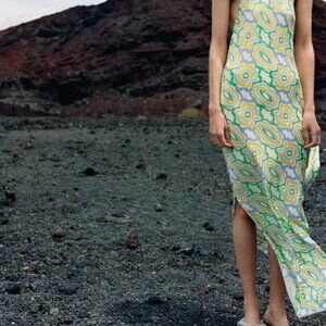Vintage Inspired 70's Flowy Groovy Backless Floral Dress